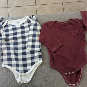 Plaid and Maroon Kids One Piece Set